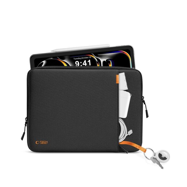 Husă Premium Antishock pentru Laptop sau Tabletă 11–13”, Design Slim, Compartiment Accesorii, Protecție Triplă, Ușoară și Elegantă – Compatibilă MacBook Air, iPad Pro, Lenovo, ASUS, HP, Dell, negru
