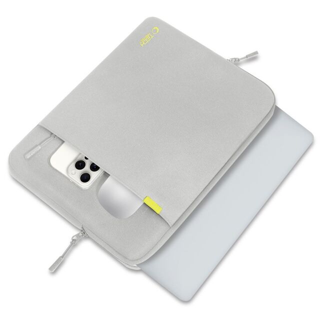 Husă Premium Laptop 13–14” cu Protecție Triplă, Compartiment Accesorii și Design Slim – Compatibilă cu MacBook, ASUS, Lenovo, HP, Dell, gri