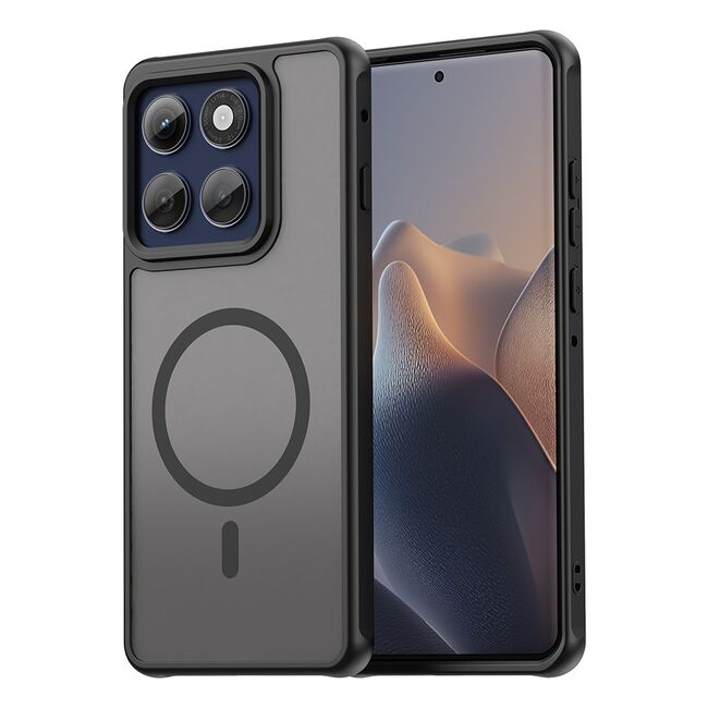 Husa pentru  Motorola Edge 60 Pro cu protectie pentru lentile si MagSafe EasyCharge, Ghost Series Anti-ingalbenire, frosted - Negru