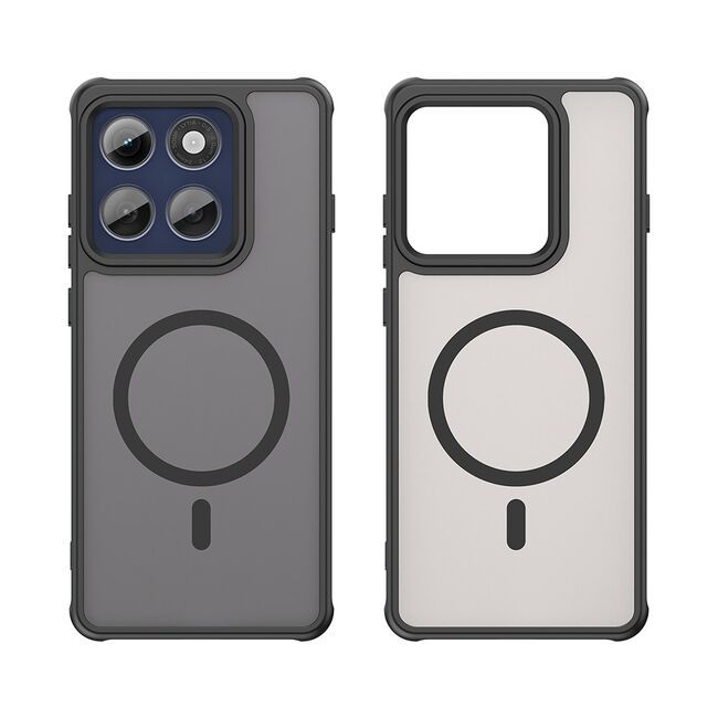 Husa pentru  Motorola Edge 60 Pro cu protectie pentru lentile si MagSafe EasyCharge, Ghost Series Anti-ingalbenire, frosted - Negru