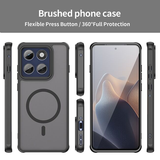 Husa pentru  Motorola Edge 60 Pro cu protectie pentru lentile si MagSafe EasyCharge, Ghost Series Anti-ingalbenire, frosted - Negru
