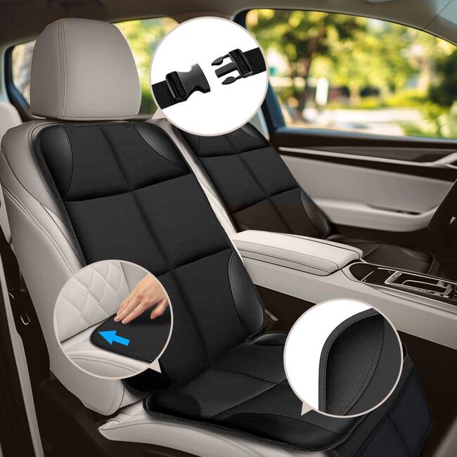 Husa de protectie pentru scaun auto SeatGuard cu 2 compartimente depozitare, Impermeabila, Antiderapanta 123 x 46 cm – Protectie tapiterie anti-murdarie si anti-zgarieturi, fixare rapida - negru