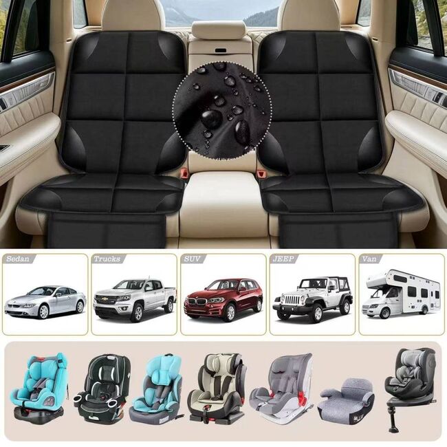 Husa de protectie pentru scaun auto SeatGuard cu 2 compartimente depozitare, Impermeabila, Antiderapanta 123 x 46 cm – Protectie tapiterie anti-murdarie si anti-zgarieturi, fixare rapida - negru