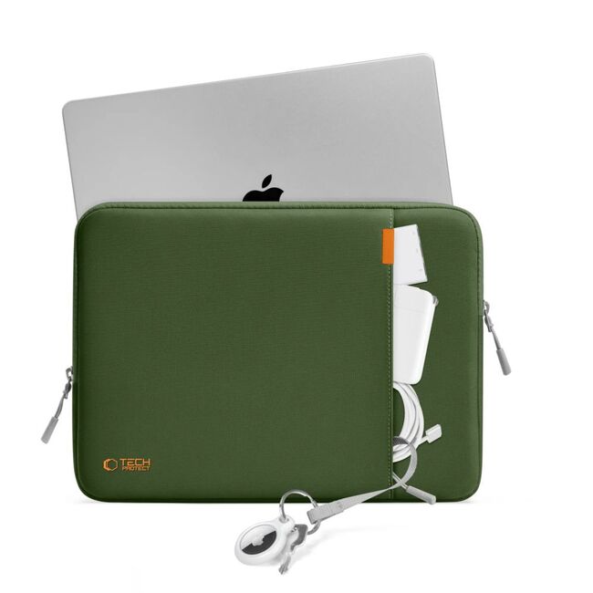 Husă Premium Laptop 13–14” cu Protecție Triplă, Compartiment Accesorii și Design Slim – Compatibilă cu MacBook, ASUS, Lenovo, HP, Dell, verde