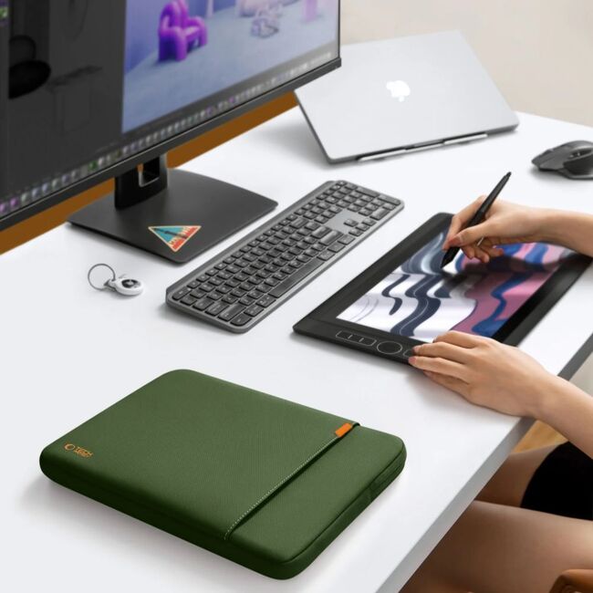 Husă Laptop Premium 15–16” cu Protecție Triplă, Compartiment Accesorii și Design Slim – Compatibilă cu MacBook, ASUS, Lenovo, HP, verde