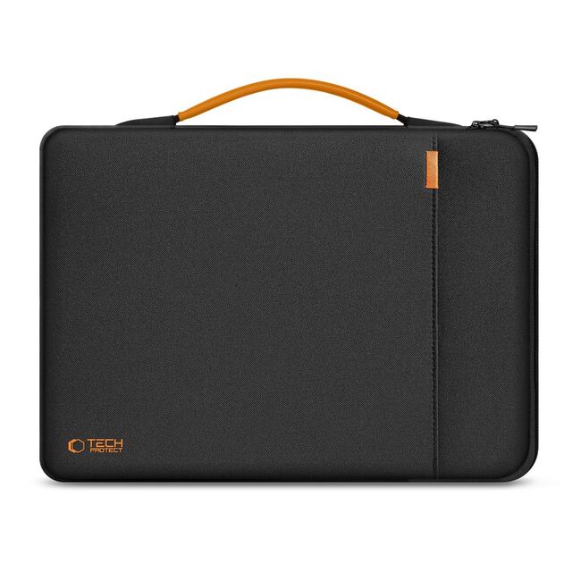 Geantă Elegantă cu Protecție Sporită pentru Laptop 15.6"-16", Cu Mânere din Piele, Buzunar Frontal și Suport AirTag – Ideală pentru Transport Business și Urban, negru