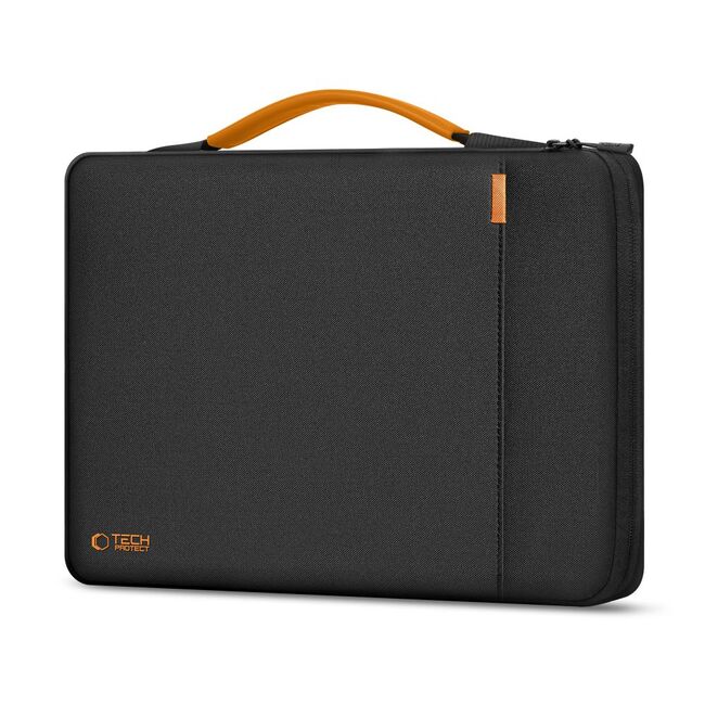 Geantă Elegantă cu Protecție Sporită pentru Laptop 15.6"-16", Cu Mânere din Piele, Buzunar Frontal și Suport AirTag – Ideală pentru Transport Business și Urban, negru