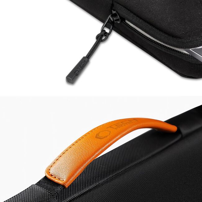 Geantă Elegantă cu Protecție Sporită pentru Laptop 15.6"-16", Cu Mânere din Piele, Buzunar Frontal și Suport AirTag – Ideală pentru Transport Business și Urban, negru