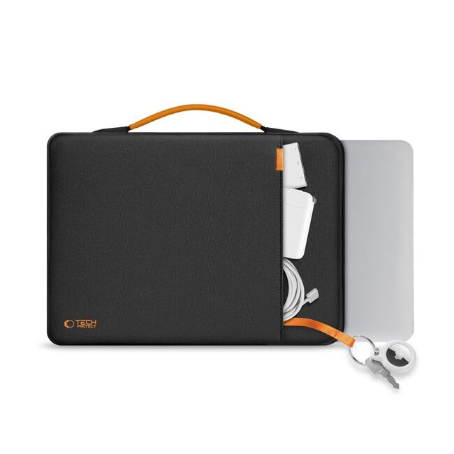 Geantă Elegantă cu Protecție Sporită pentru Laptop 15.6"-16", Cu Mânere din Piele, Buzunar Frontal și Suport AirTag – Ideală pentru Transport Business și Urban, negru