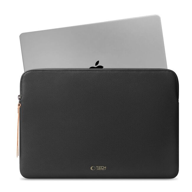 Husă Laptop 15-16” Sleeve Elegance – Design Slim din Piele Ecologică, Căptușeală Fleece, Protecție Premium, Compatibilă MacBook, Lenovo, ASUS, Dell, HP, negru