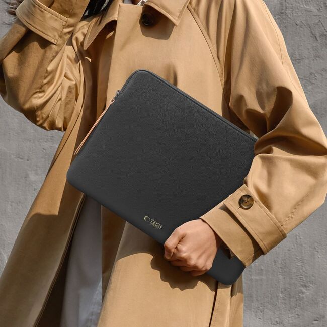Husă Laptop 15-16” Sleeve Elegance – Design Slim din Piele Ecologică, Căptușeală Fleece, Protecție Premium, Compatibilă MacBook, Lenovo, ASUS, Dell, HP, negru