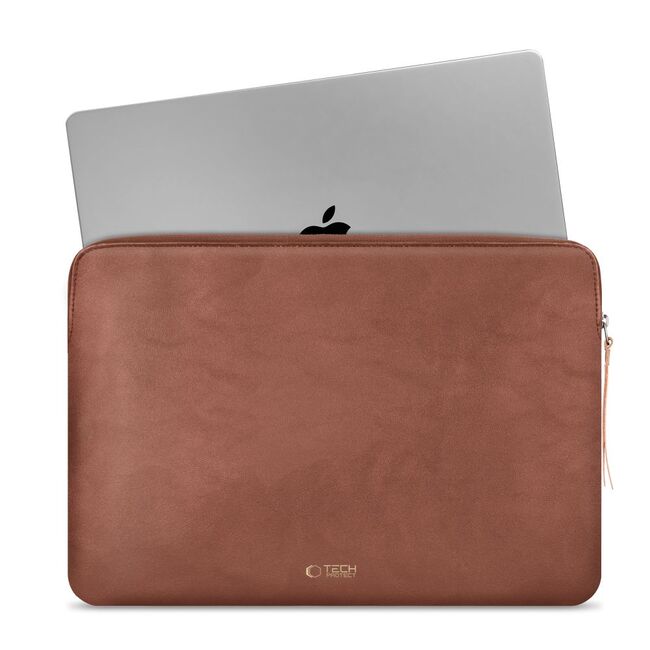 Husă Laptop 15-16” Sleeve Elegance – Design Slim din Piele Ecologică, Căptușeală Fleece, Protecție Premium, Compatibilă MacBook, Lenovo, ASUS, Dell, HP, maro