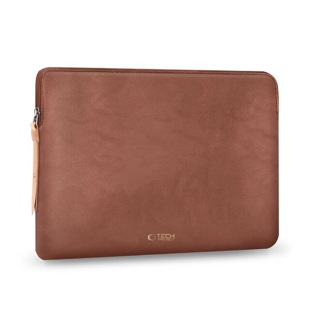 Husă Laptop 15-16” Sleeve Elegance – Design Slim din Piele Ecologică, Căptușeală Fleece, Protecție Premium, Compatibilă MacBook, Lenovo, ASUS, Dell, HP, maro