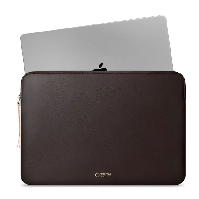 Husă Laptop 15-16” Sleeve Elegance – Design Slim din Piele Ecologică, Căptușeală Fleece, Protecție Premium, Compatibilă MacBook, Lenovo, ASUS, Dell, HP, chocolate