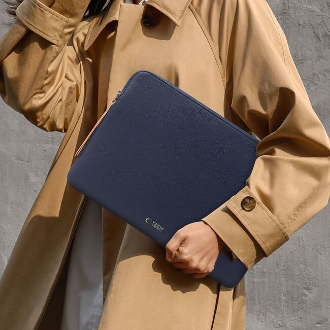 Husă Laptop 15-16” Sleeve Elegance – Design Slim din Piele Ecologică, Căptușeală Fleece, Protecție Premium, Compatibilă MacBook, Lenovo, ASUS, Dell, HP, navy blue