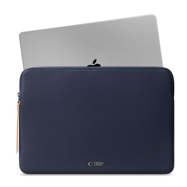 Husă Laptop 15-16” Sleeve Elegance – Design Slim din Piele Ecologică, Căptușeală Fleece, Protecție Premium, Compatibilă MacBook, Lenovo, ASUS, Dell, HP, navy blue