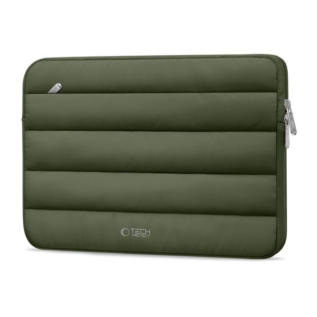 Husă Laptop Fluffy 13-14” – Design Soft Premium, Interior Plusat, Compartiment Accesorii, Protecție Antișoc – Compatibilă cu MacBook, Lenovo, ASUS, Dell, army green