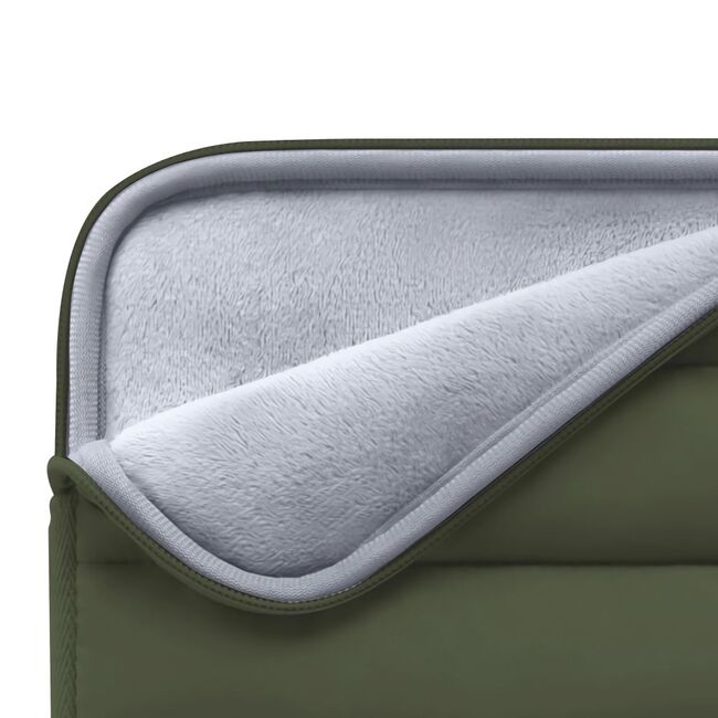 Husă Laptop Fluffy 13-14” – Design Soft Premium, Interior Plusat, Compartiment Accesorii, Protecție Antișoc – Compatibilă cu MacBook, Lenovo, ASUS, Dell, army green
