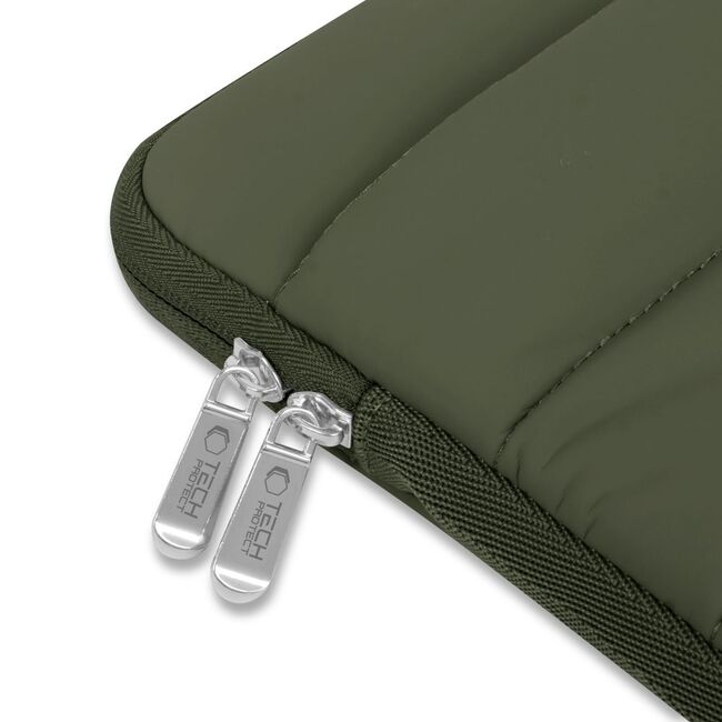 Husă Laptop Fluffy 13-14” – Design Soft Premium, Interior Plusat, Compartiment Accesorii, Protecție Antișoc – Compatibilă cu MacBook, Lenovo, ASUS, Dell, army green