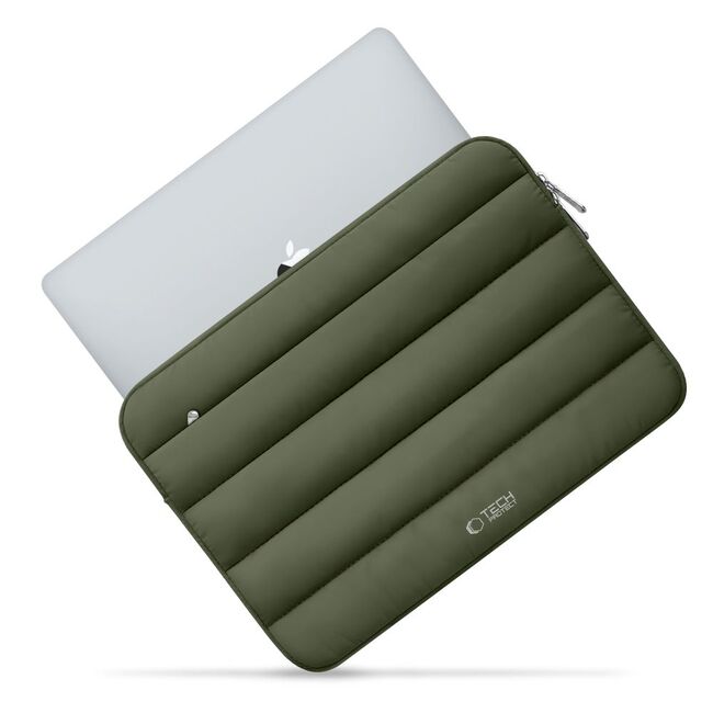 Husă Laptop Fluffy 13-14” – Design Soft Premium, Interior Plusat, Compartiment Accesorii, Protecție Antișoc – Compatibilă cu MacBook, Lenovo, ASUS, Dell, army green