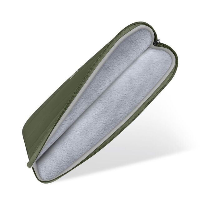 Husă Laptop Fluffy 13-14” – Design Soft Premium, Interior Plusat, Compartiment Accesorii, Protecție Antișoc – Compatibilă cu MacBook, Lenovo, ASUS, Dell, army green