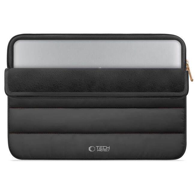 Husă Laptop Fluffy 13-14” – Design Soft Premium, Interior Plusat, Compartiment Accesorii, Protecție Antișoc – Compatibilă cu MacBook, Lenovo, ASUS, Dell, negru