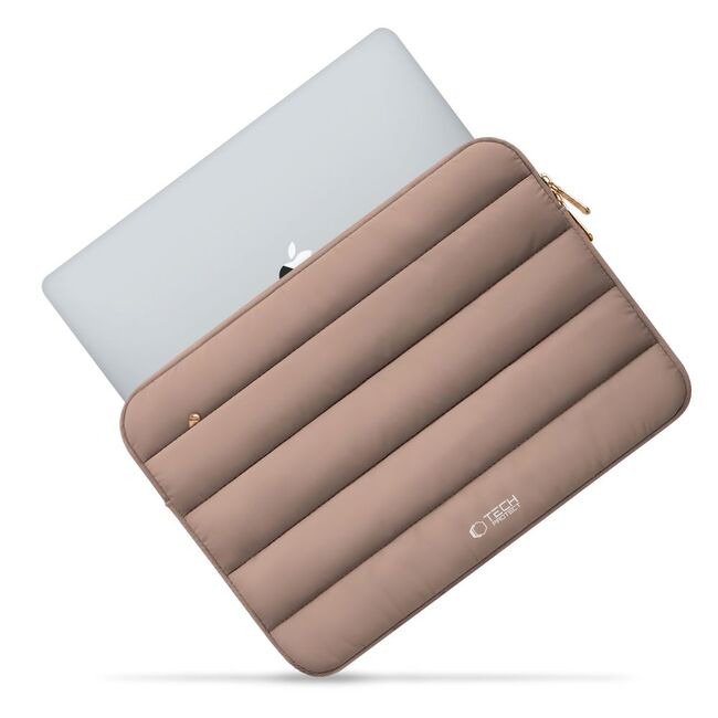 Husă Laptop Fluffy 13-14” – Design Soft Premium, Interior Plusat, Compartiment Accesorii, Protecție Antișoc – Compatibilă cu MacBook, Lenovo, ASUS, Dell, walnut
