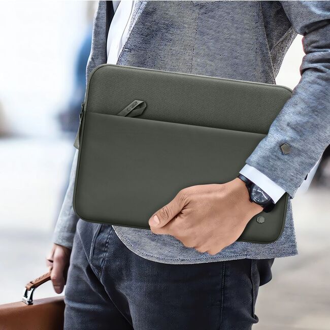 Husă Laptop Premium 13–14” pentru MacBook, Lenovo, ASUS – Design Slim, Interior Căptușit, Compartiment Accesorii, Protecție Completă la Șocuri și Zgârieturi, verde