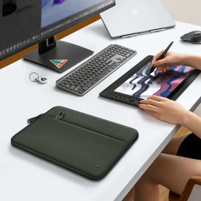 Husă Laptop Premium 13–14” pentru MacBook, Lenovo, ASUS – Design Slim, Interior Căptușit, Compartiment Accesorii, Protecție Completă la Șocuri și Zgârieturi, verde