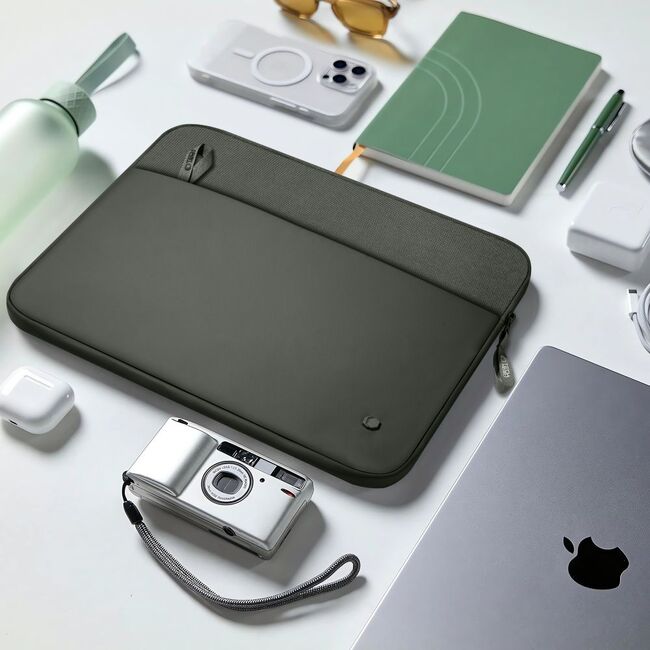 Husă Laptop Premium 13–14” pentru MacBook, Lenovo, ASUS – Design Slim, Interior Căptușit, Compartiment Accesorii, Protecție Completă la Șocuri și Zgârieturi, verde