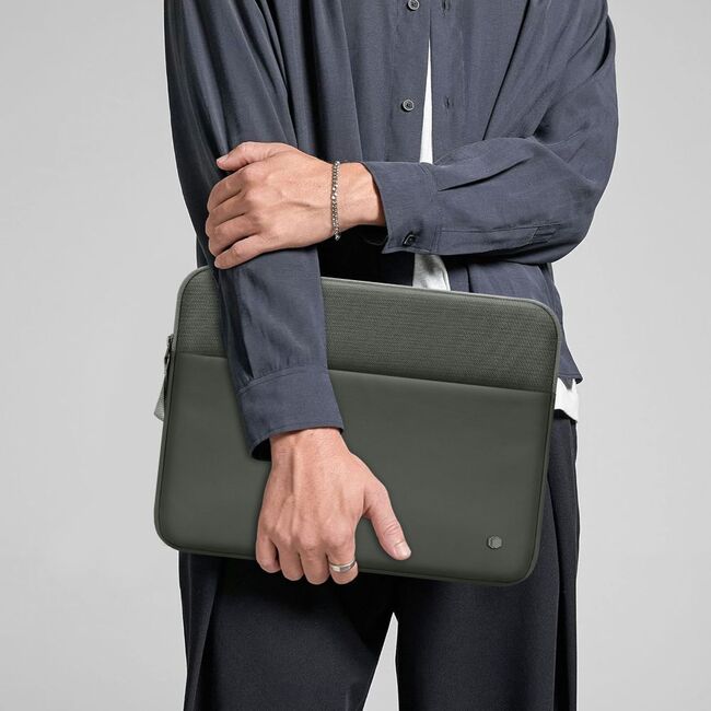 Husă Laptop Premium 13–14” pentru MacBook, Lenovo, ASUS – Design Slim, Interior Căptușit, Compartiment Accesorii, Protecție Completă la Șocuri și Zgârieturi, verde