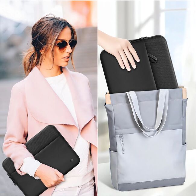 Husă Laptop Premium 13–14” pentru MacBook, Lenovo, ASUS – Design Slim, Interior Căptușit, Compartiment Accesorii, Protecție Completă la Șocuri și Zgârieturi, negru
