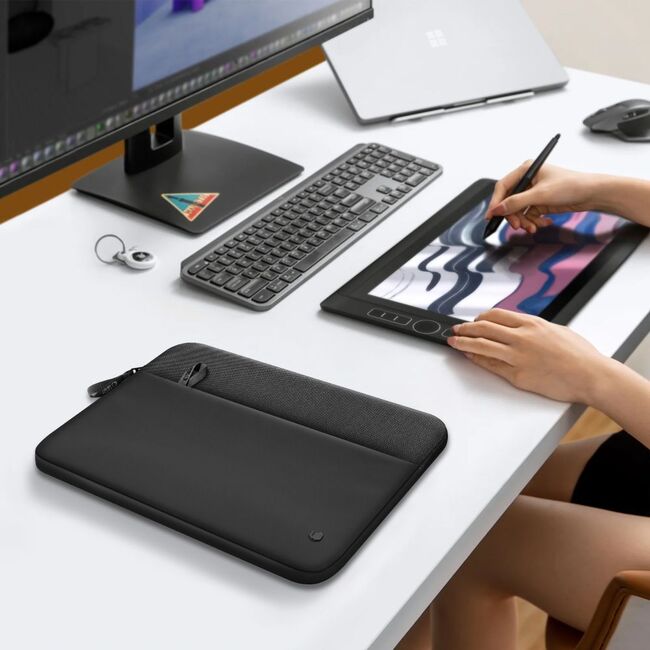 Husă Laptop Premium 13–14” pentru MacBook, Lenovo, ASUS – Design Slim, Interior Căptușit, Compartiment Accesorii, Protecție Completă la Șocuri și Zgârieturi, negru