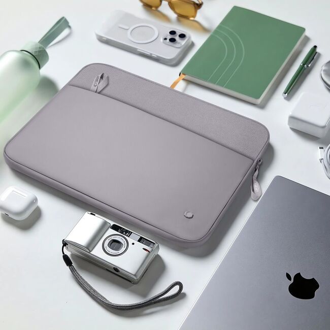 Husă Laptop Premium 13–14” pentru MacBook, Lenovo, ASUS – Design Slim, Interior Căptușit, Compartiment Accesorii, Protecție Completă la Șocuri și Zgârieturi, gri