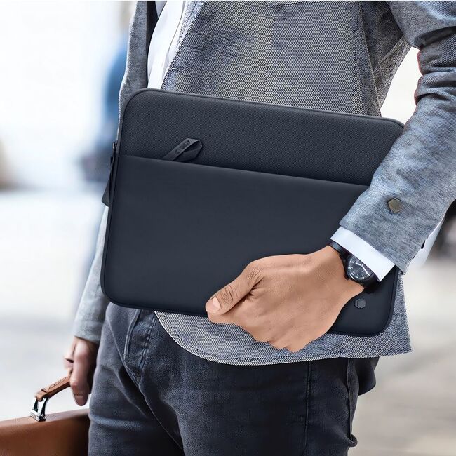Husă Laptop Premium 13–14” pentru MacBook, Lenovo, ASUS – Design Slim, Interior Căptușit, Compartiment Accesorii, Protecție Completă la Șocuri și Zgârieturi, navy blue