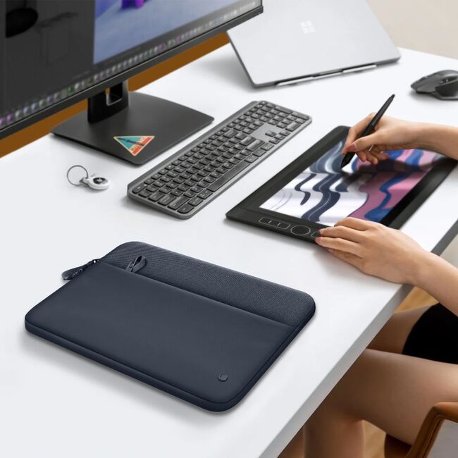 Husă Laptop Premium 13–14” pentru MacBook, Lenovo, ASUS – Design Slim, Interior Căptușit, Compartiment Accesorii, Protecție Completă la Șocuri și Zgârieturi, navy blue