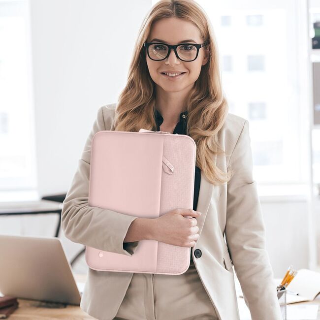 Husă Laptop Premium 13–14” pentru MacBook, Lenovo, ASUS – Design Slim, Interior Căptușit, Compartiment Accesorii, Protecție Completă la Șocuri și Zgârieturi, roz