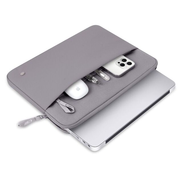 Husă Laptop Premium 15–16” pentru MacBook, Lenovo, ASUS – Căptușeală Moale, Compartiment Accesorii, Design Slim, Protecție Completă la Șocuri și Zgârieturi, gri