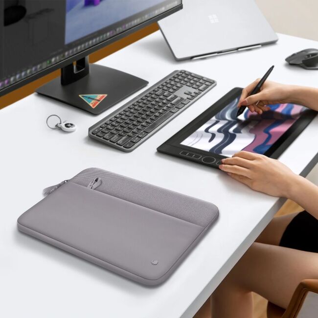 Husă Laptop Premium 15–16” pentru MacBook, Lenovo, ASUS – Căptușeală Moale, Compartiment Accesorii, Design Slim, Protecție Completă la Șocuri și Zgârieturi, gri