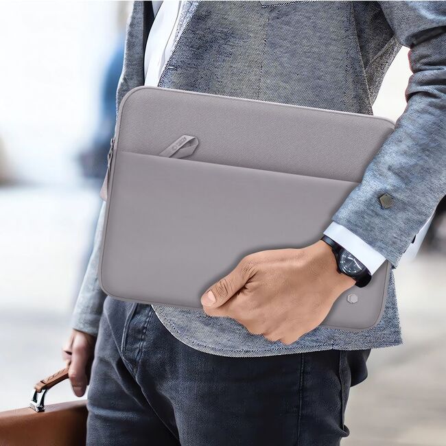 Husă Laptop Premium 15–16” pentru MacBook, Lenovo, ASUS – Căptușeală Moale, Compartiment Accesorii, Design Slim, Protecție Completă la Șocuri și Zgârieturi, gri
