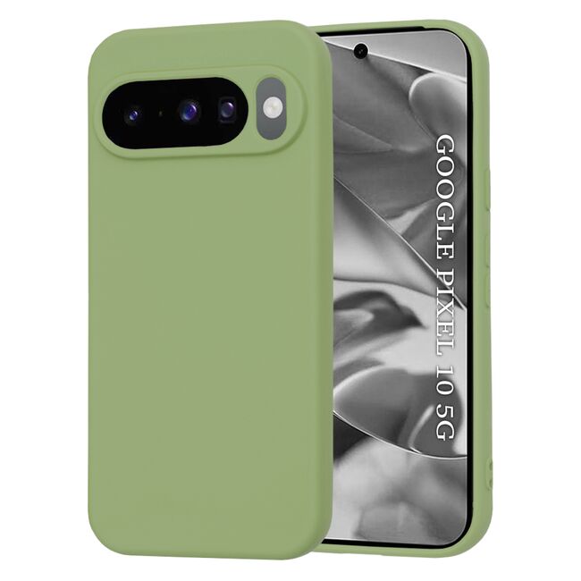 Husa pentru  Google Pixel 10 Pro / Pixel 10 Liquid Silicone, subțire, captusita cu microfibra, anti amprentă, protectie cameră foto, Verde
