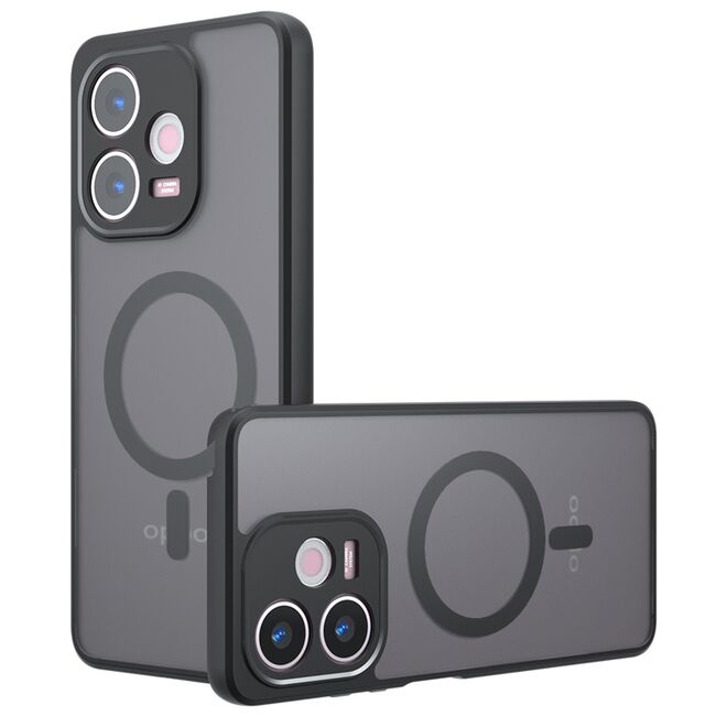 Husa pentru  Oppo A5 Pro 5G cu protectie pentru lentile si MagSafe EasyCharge, Ghost Series Anti-ingalbenire, frosted - Negru
