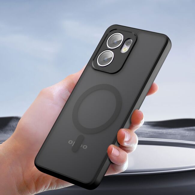 Husa pentru  Oppo A5 Pro 5G cu protectie pentru lentile si MagSafe EasyCharge, Ghost Series Anti-ingalbenire, frosted - Negru