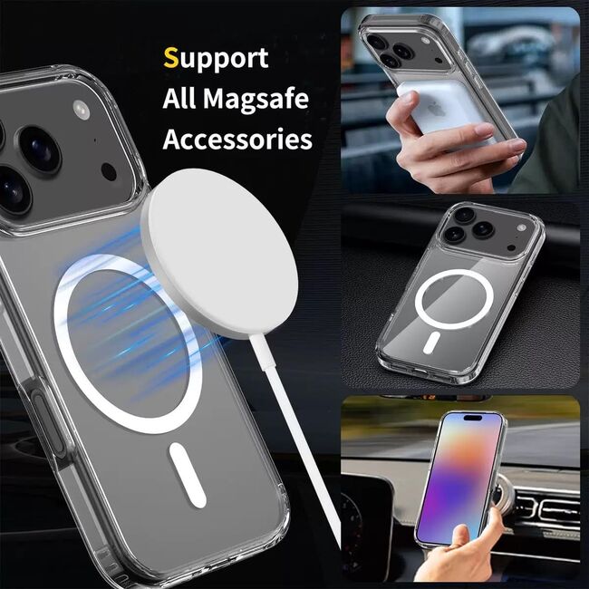 Huse pentru iPhone 17 Pro Max compatibila MagSafe - Crystal Clear Back Series Anti-Shock 1.5mm - transparent