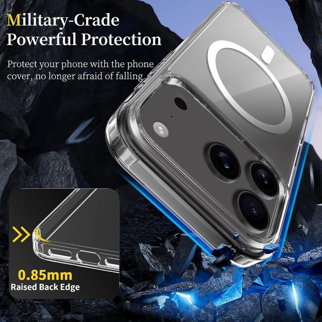 Huse pentru iPhone 17 Pro Max compatibila MagSafe - Crystal Clear Back Series Anti-Shock 1.5mm - transparent