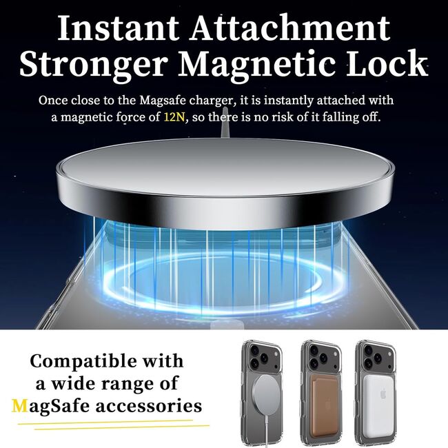 Huse pentru iPhone 17 Pro compatibila MagSafe - Crystal Clear Back Series Anti-Shock 1.5mm - transparent