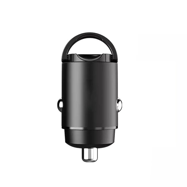 Incarcator Auto MiniCharge PD 30W – 1 x USB-C Fast Charge, Design Ultra Compact din Aluminiu, Pull Ring - Negru