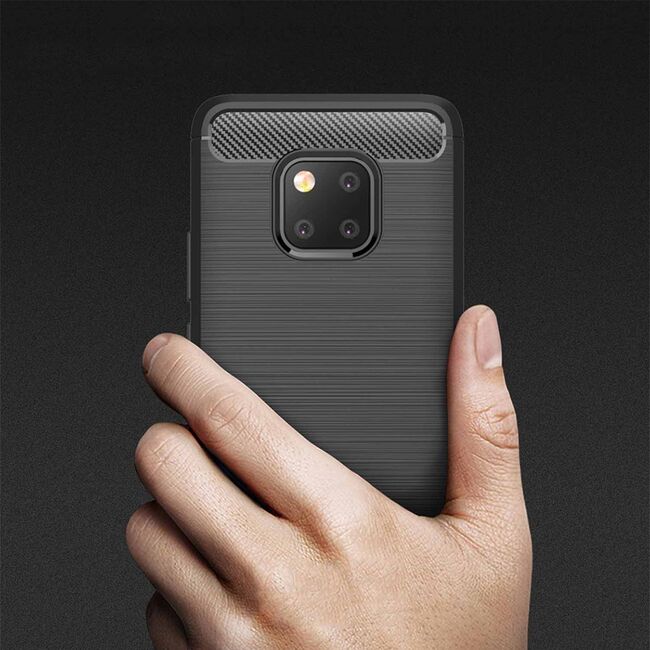 Husa pentru Huawei Mate 20 Pro - Techsuit Carbon Silicone - Black