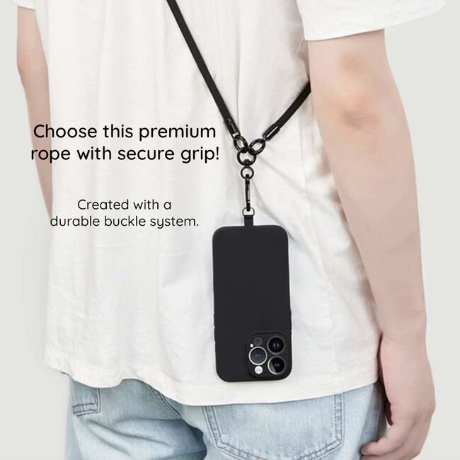 Snur pentru Telefon, Carabina, Nailon Impletit, Durabil, Ajustabil, Universal - Techsuit Rope Crossbody Strap (RCS1-80) - Deep Denim
