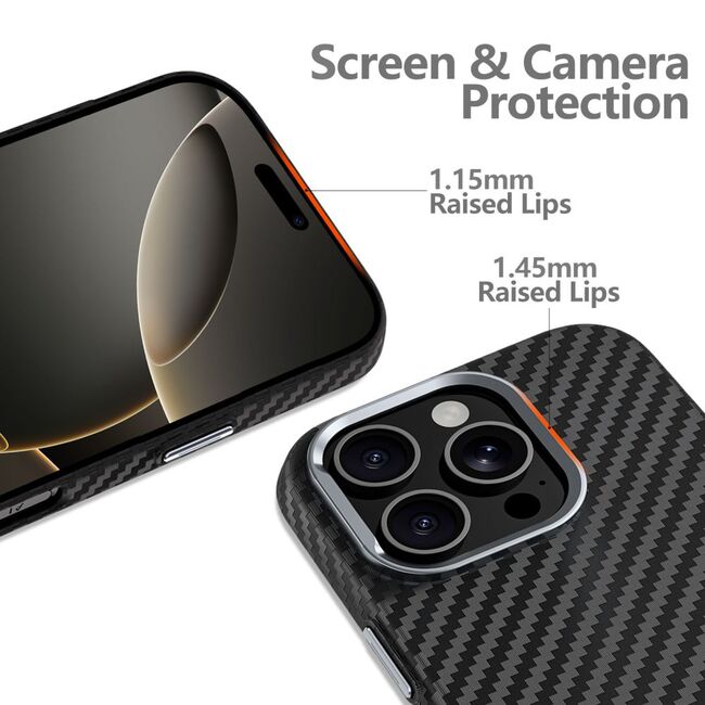 Husa pentru iPhone 16e CarbonElite MagMount - Ultra Slim, Textura Carbon, Compatibila MagSafe - negru